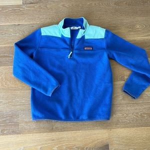 Vineyard Vines kids 3/4 zip fleece jacket. Bluish with aqua trim. Girls large